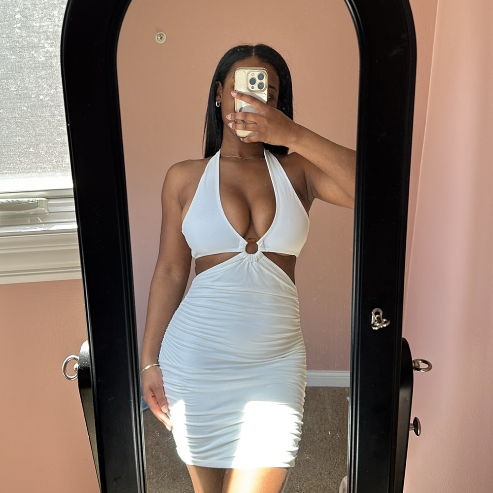 Tiger Mist ruched halter mini dress